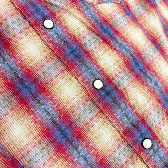 Rough Stock Shirt Mens XL Red Blue Plaid Panhandle ong-Sleeve Button-Down Casual - Picture 2 of 9
